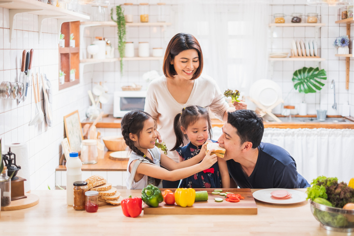 family bonding in the kitchen