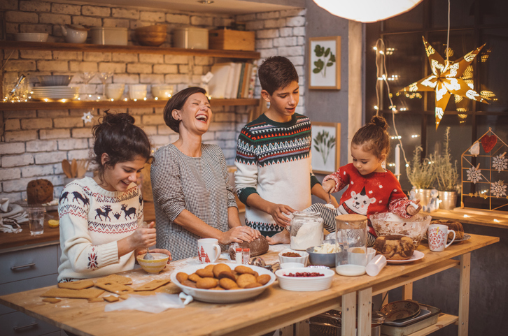 family baking together