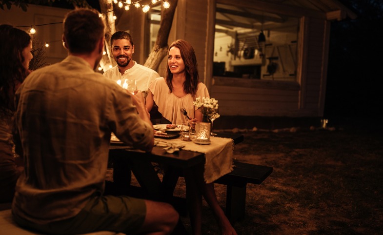 Outdoor Dinner Party at Night